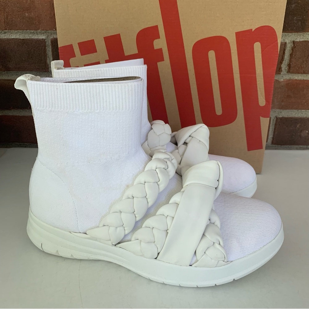 Fitflop Womens Uberknit Braid White High Top Sneakers Us 9 M